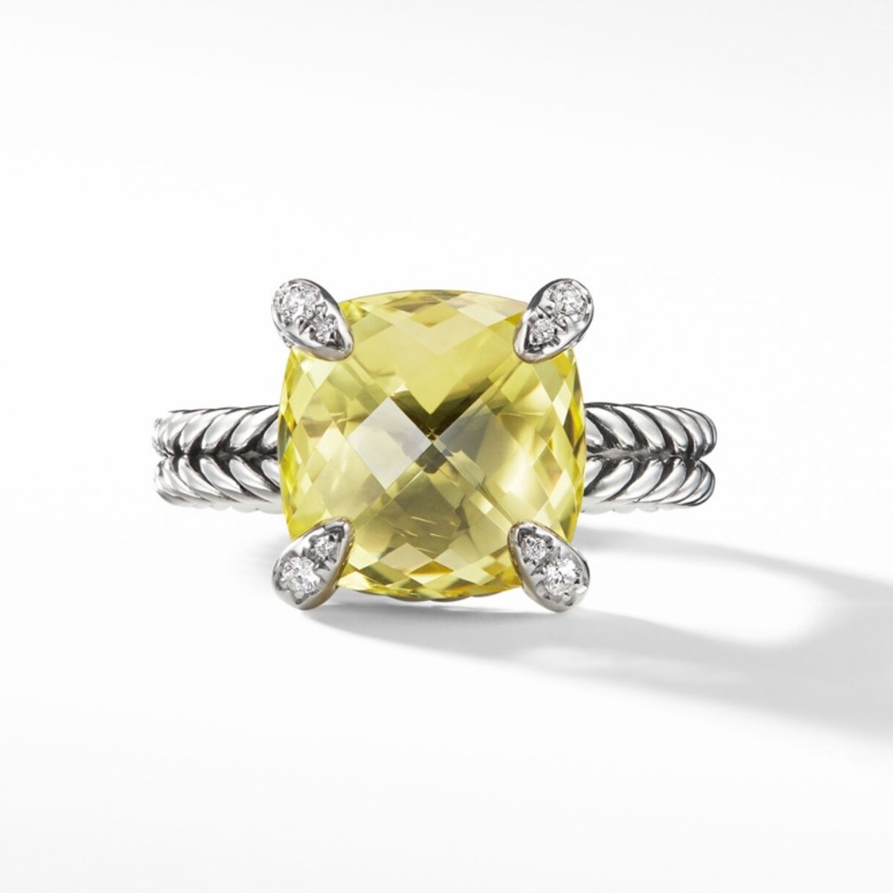David Yurman Chatelaine® Ring with Lemon Citrine and Pavé Diamonds - Picture 12 of 14
